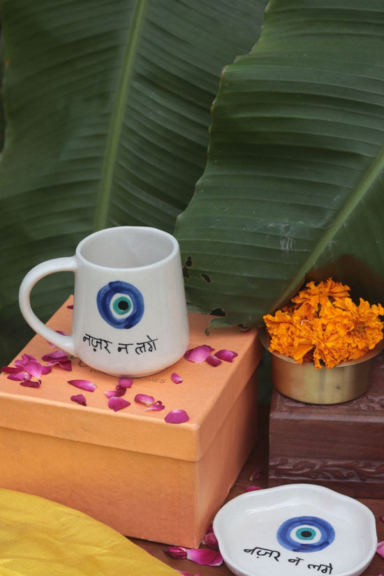 Nazar mug & Handmade Dessert Plate Diwali Gift Box made by ceramic