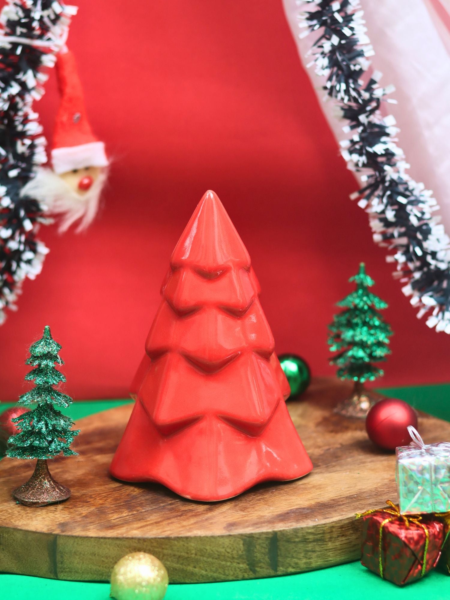 Red Conical Christmas Tree