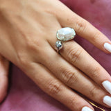silver plated Silver & White Ring