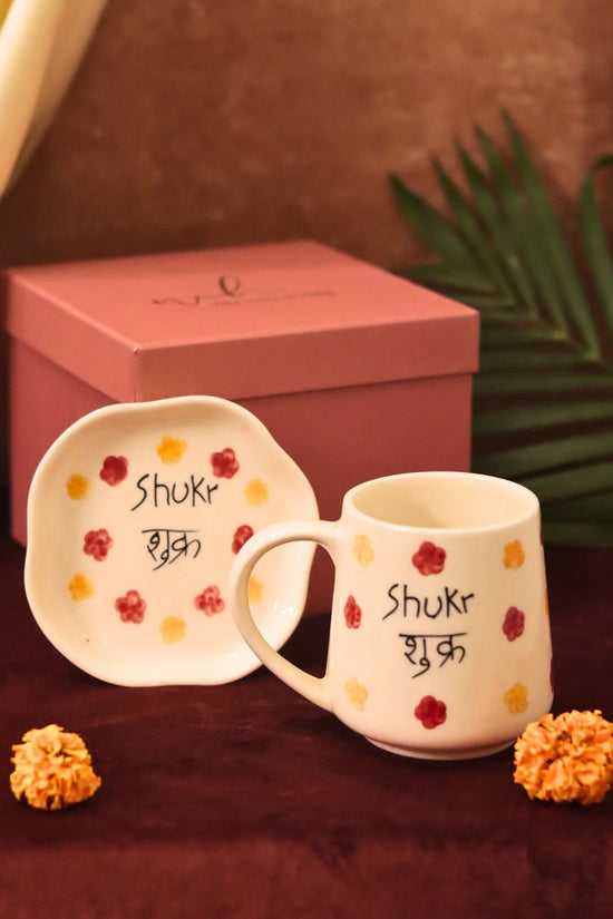 handmade Shukr Mug & Handmade Dessert Plate in a Gift Box