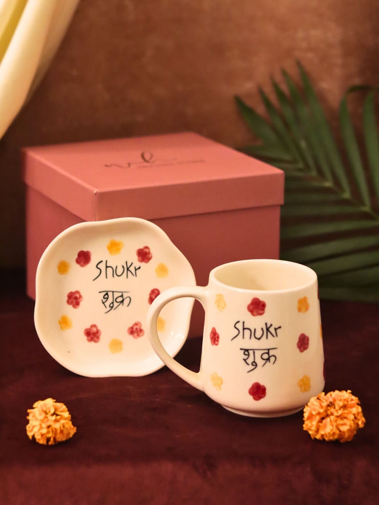 handmade Shukr Mug & Handmade Dessert Plate in a Gift Box