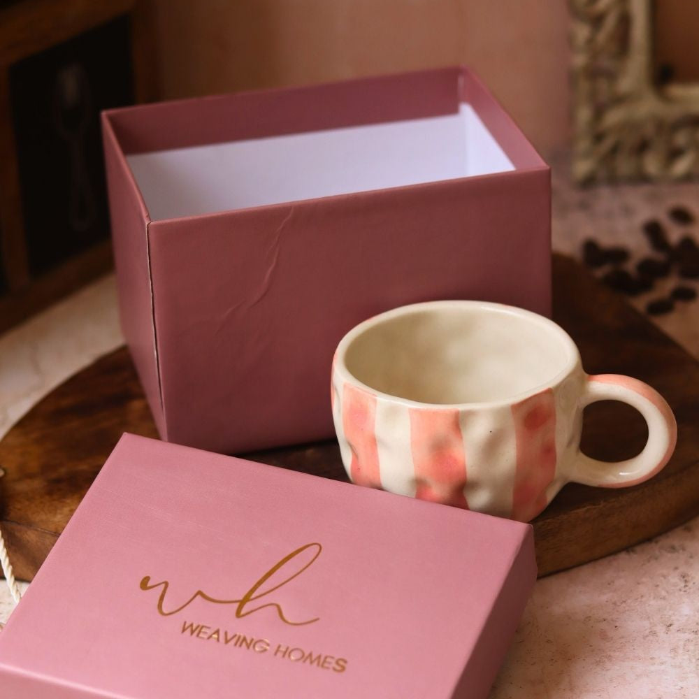 Striped Heart Mug in a Gift Box made by ceramic