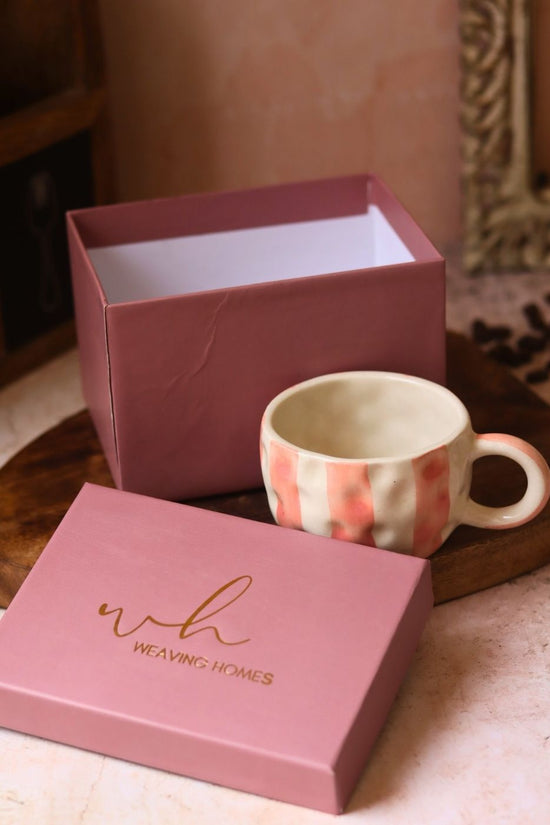 Striped Heart Mug in a Gift Box made by ceramic