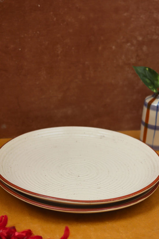 Spiral Dinner Plate - White handmade in India