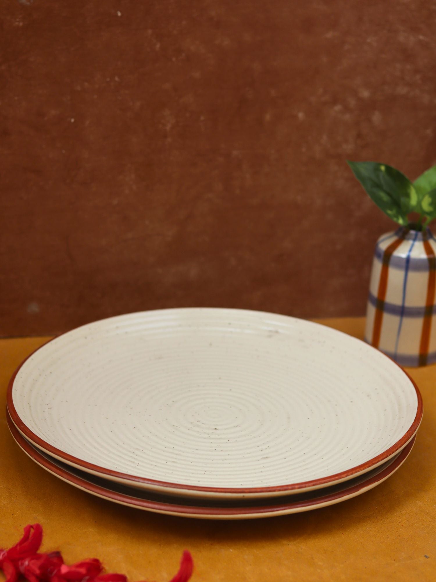 Spiral Dinner Plate - White handmade in India