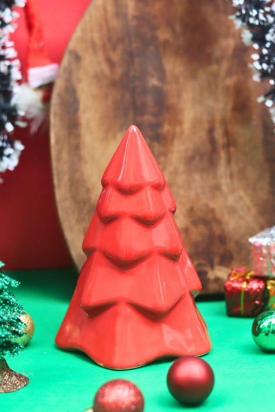 Red Conical Christmas Tree