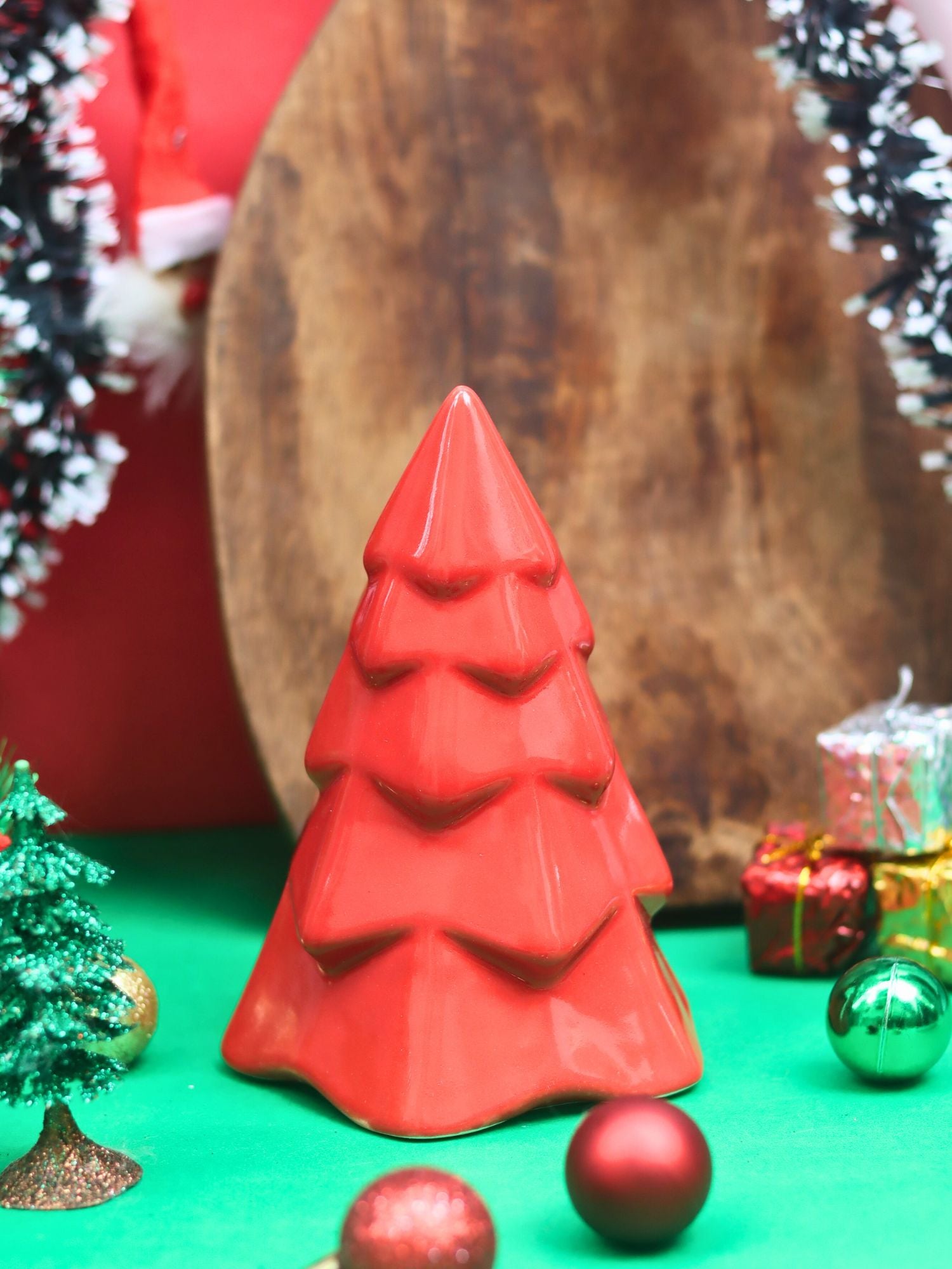 Red Conical Christmas Tree