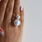 silver plated Pearly Elegance Ring- White