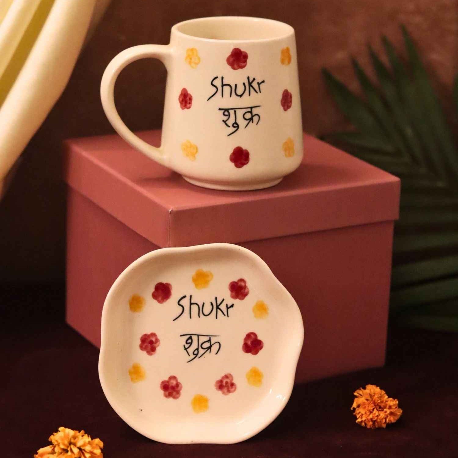 Shukr Mug & Handmade Dessert Plate in a Gift Box