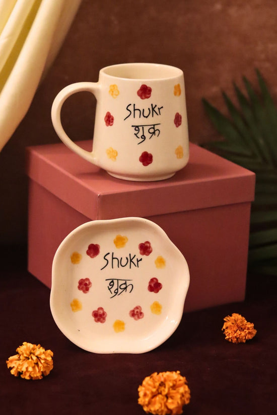 Shukr Mug & Handmade Dessert Plate in a Gift Box made by ceramic