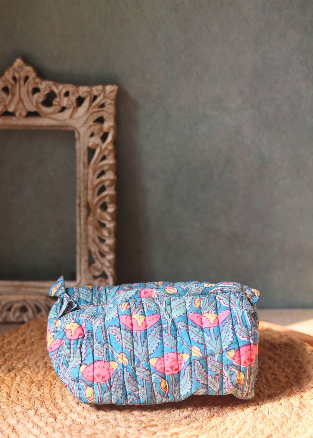 peacock garden toiletry bag handmade in india