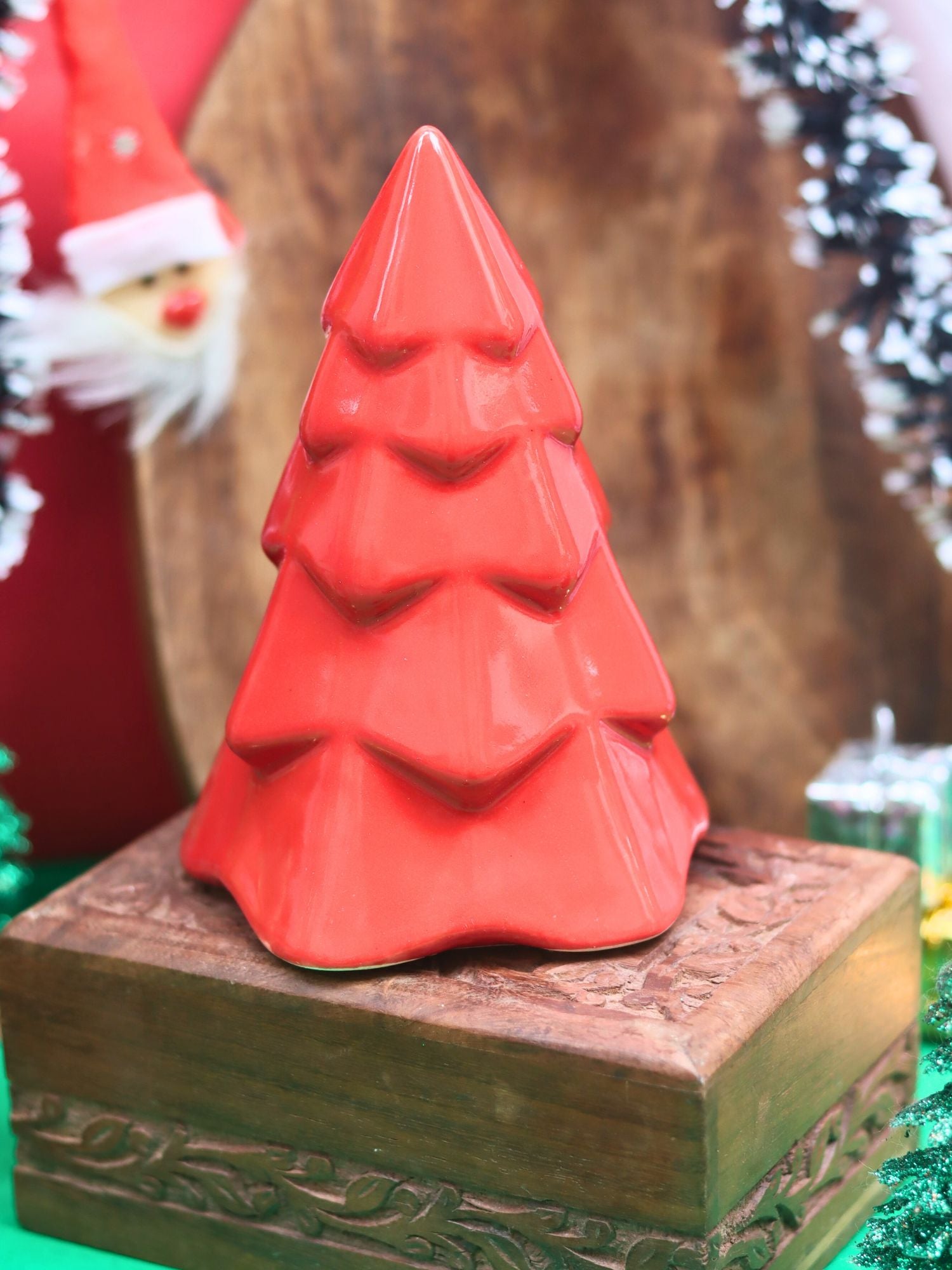 Red Conical Christmas Tree