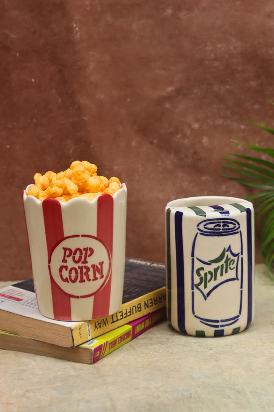 Set of 2 - Sprite Tumbler & Popcorn Tub Combo handmade in India