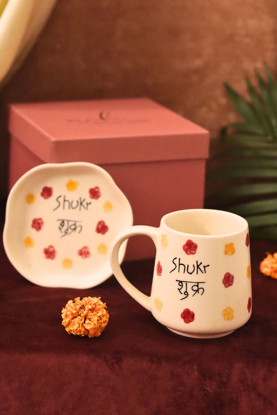 Shukr Mug & Handmade Dessert Plate in a Gift Box with premium quality material