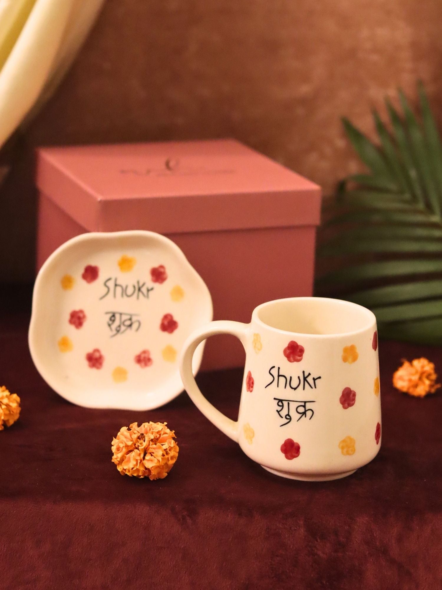 Shukr Mug & Handmade Dessert Plate in a Gift Box with premium quality material