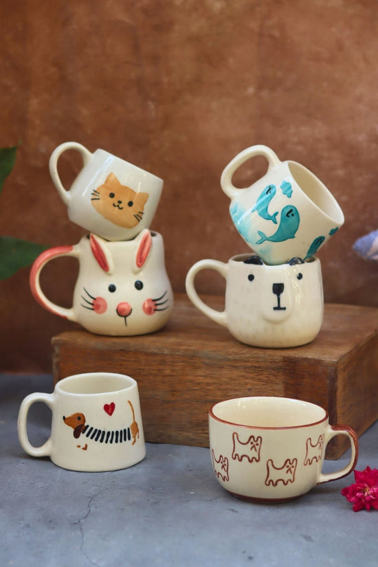 handmade Set of 6 Warm Paws Mugs combo (for the price of 5)