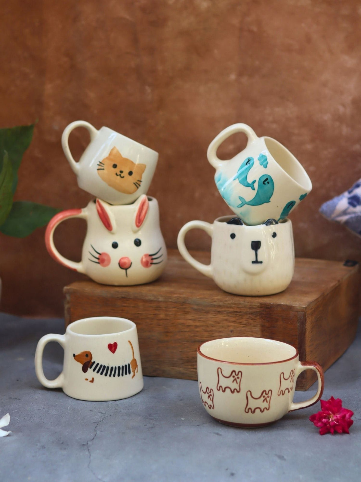 handmade Set of 6 Warm Paws Mugs combo (for the price of 5)