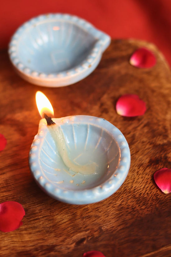 Set of 4 Diwali Diya - Light Blue with premium quality material