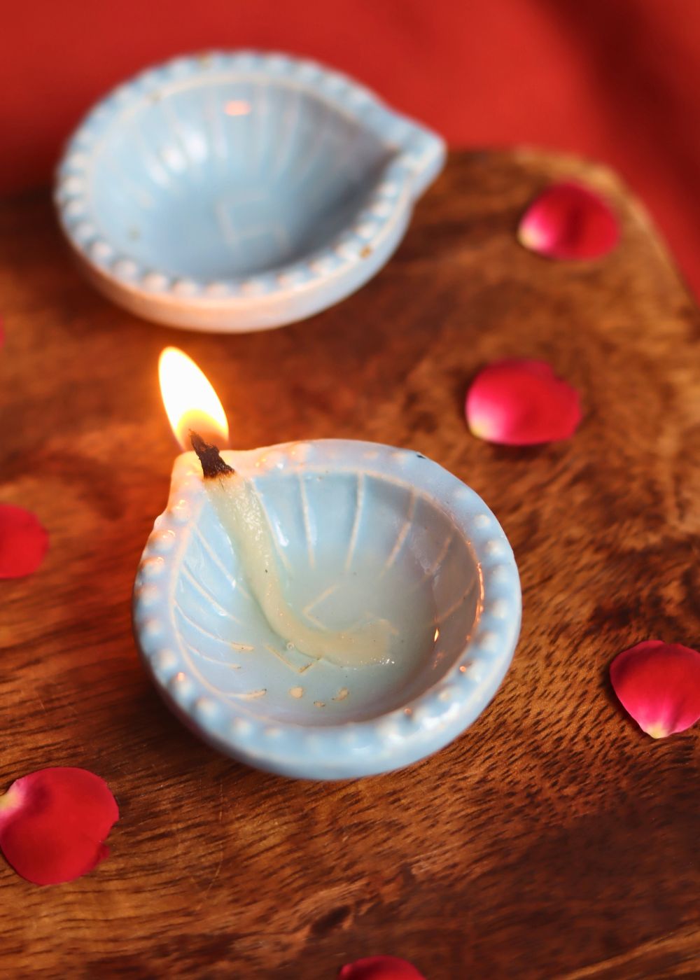 Set of 4 Diwali Diya - Light Blue with premium quality material