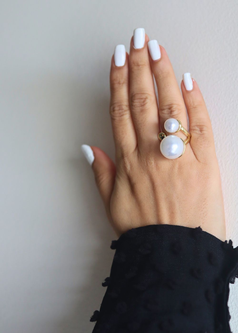Anti tarnish Pearly Elegance Ring- White 