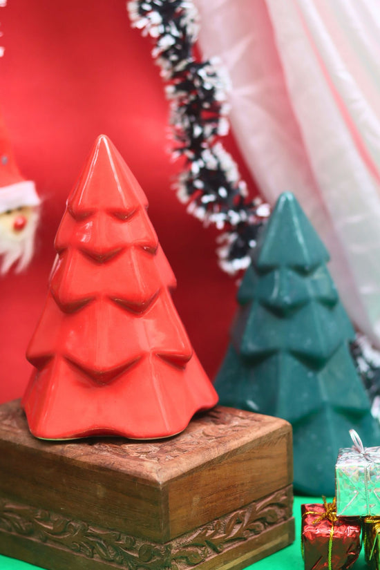 Red Conical Christmas Tree