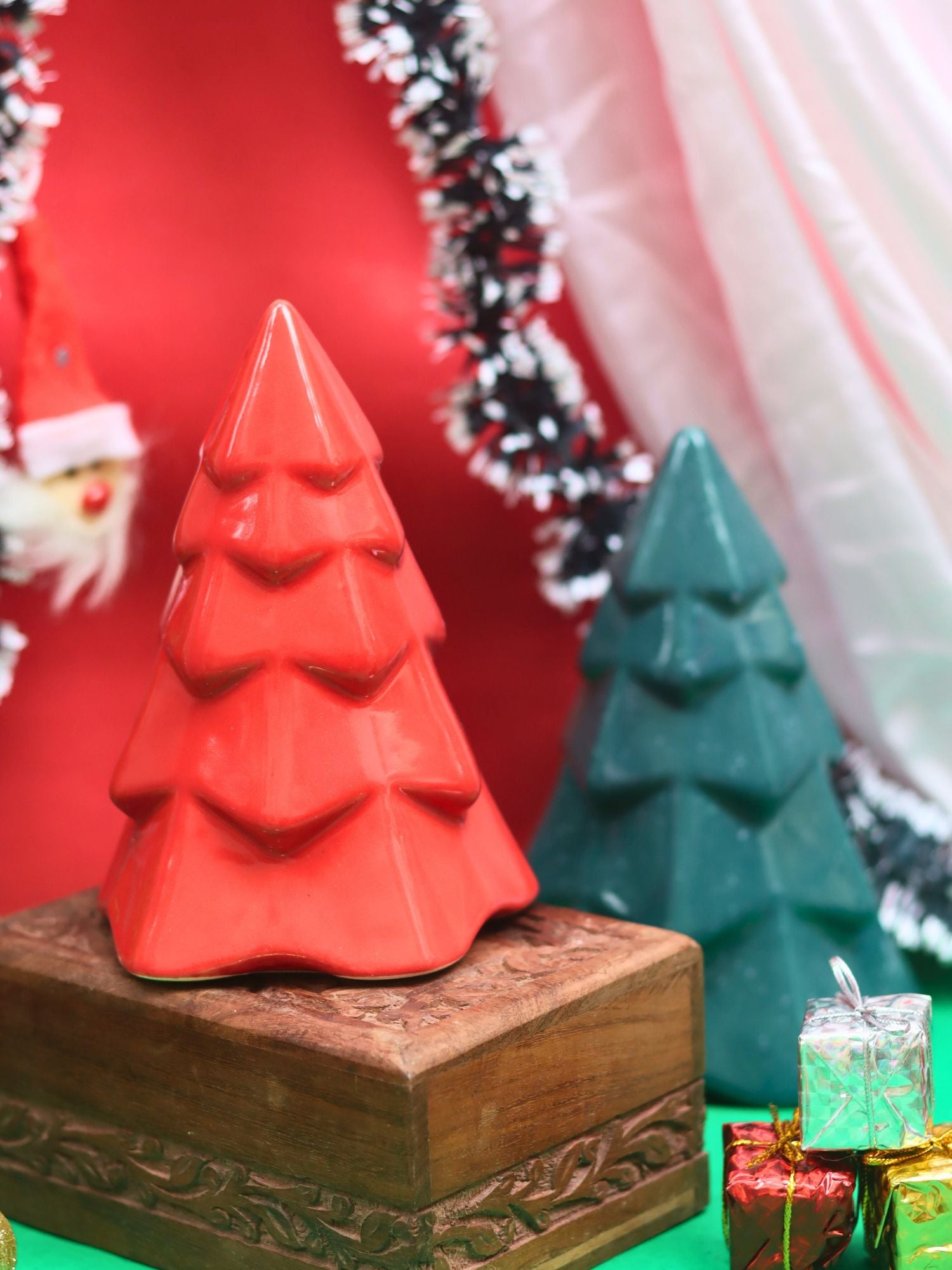 Red Conical Christmas Tree