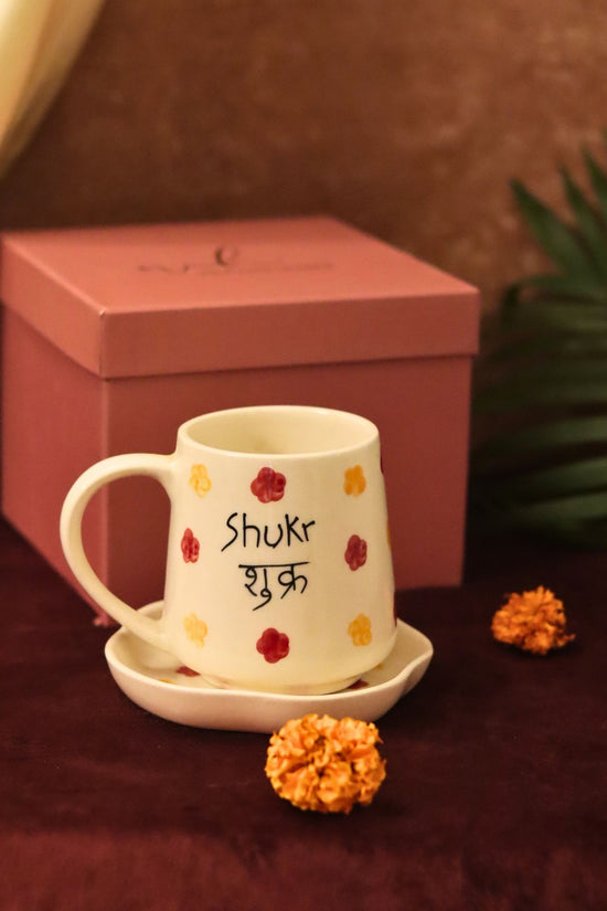 Shukr Mug & Handmade Dessert Plate in a Gift Box handmade in india