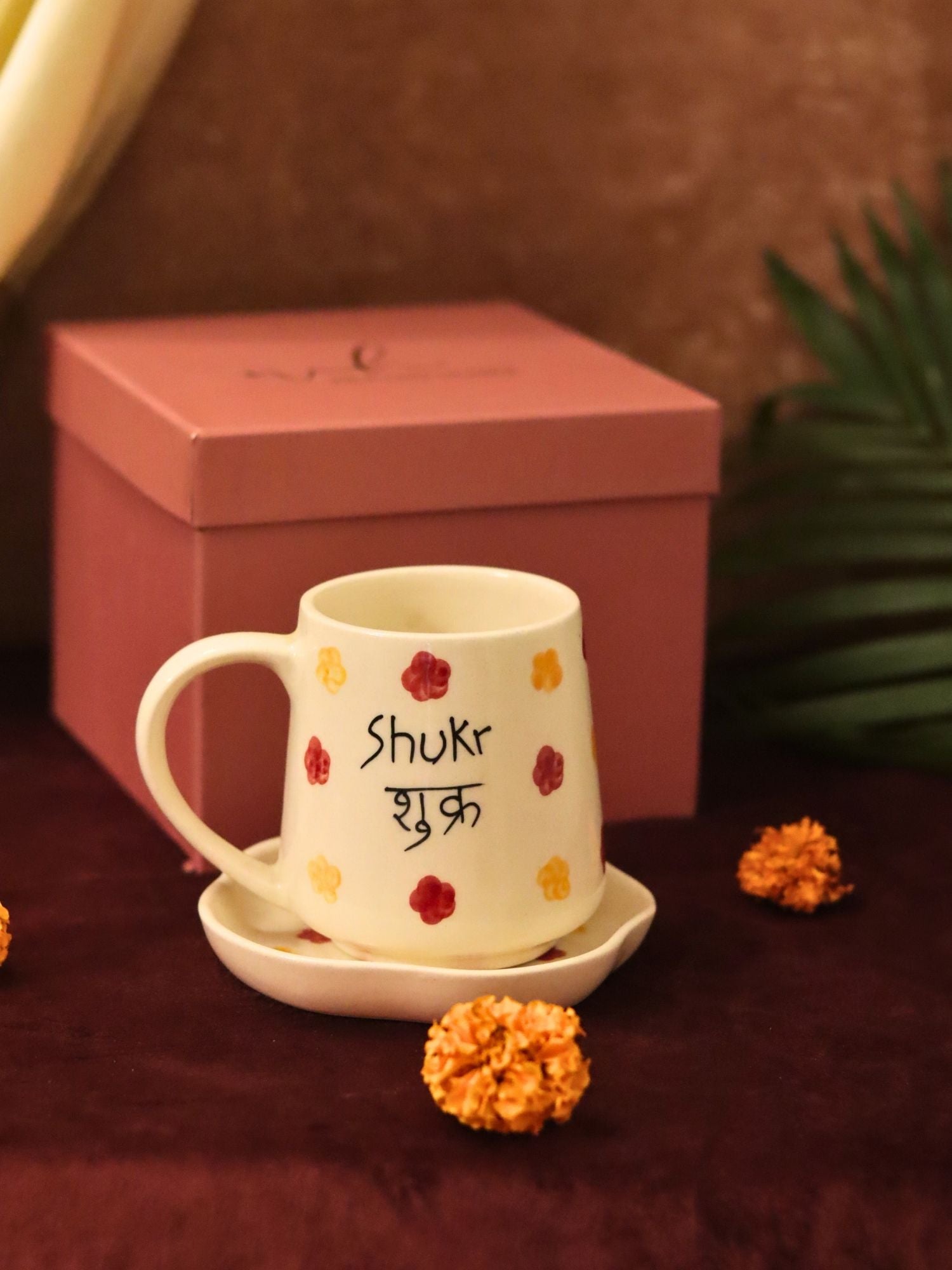 Shukr Mug & Handmade Dessert Plate in a Gift Box handmade in india