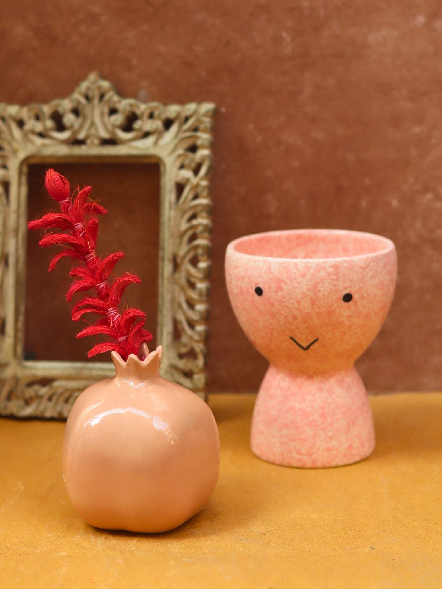 Smiley Face & heart Bud vases combo