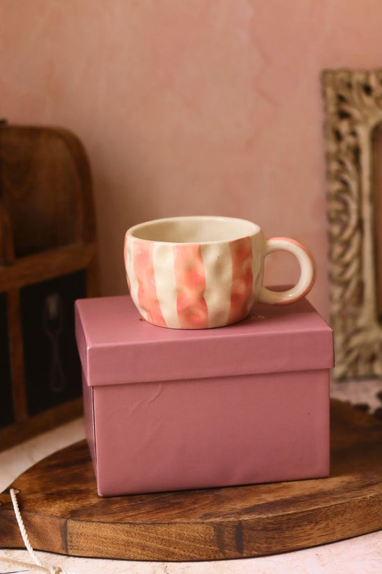 Striped Heart Mug in a Gift Box handmade in India
