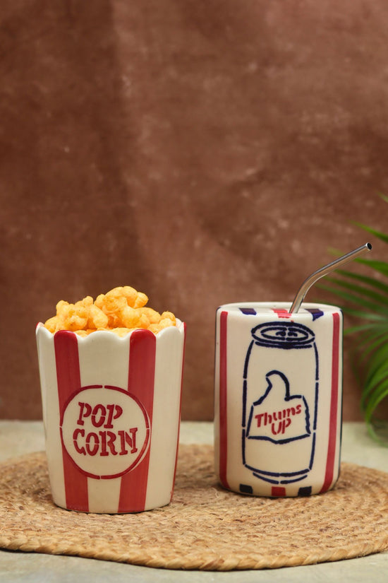 Set of 2 - Thums Up Tumbler & Popcorn Tub Combo made by ceramic