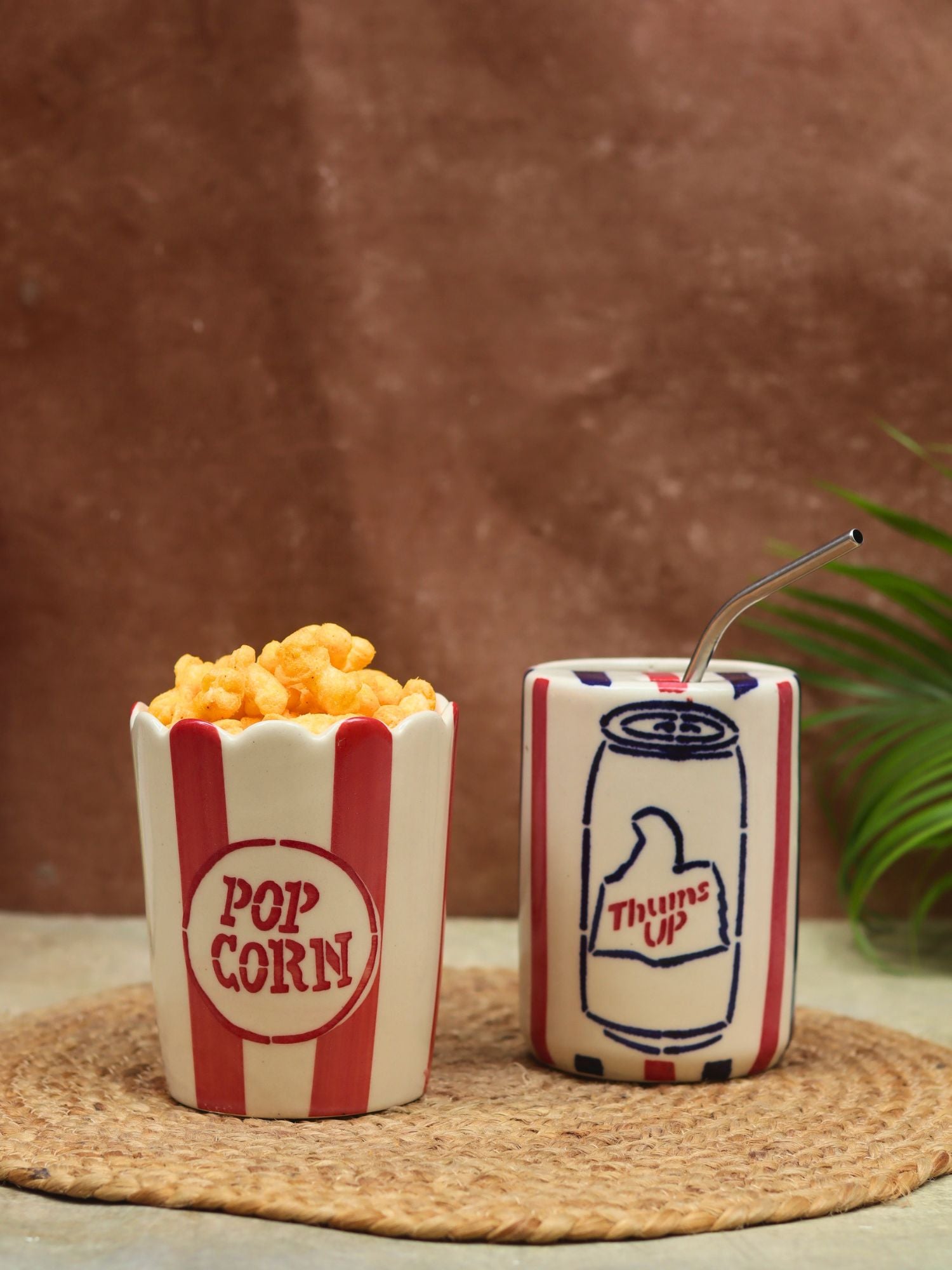 Set of 2 - Thums Up Tumbler & Popcorn Tub Combo made by ceramic