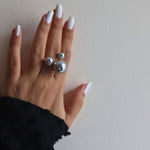 Silver plated Pearly Elegance Ring- Grey