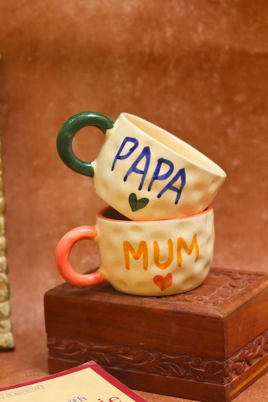 Set of 2 - Mum & Papa Mugs combo handmade in India