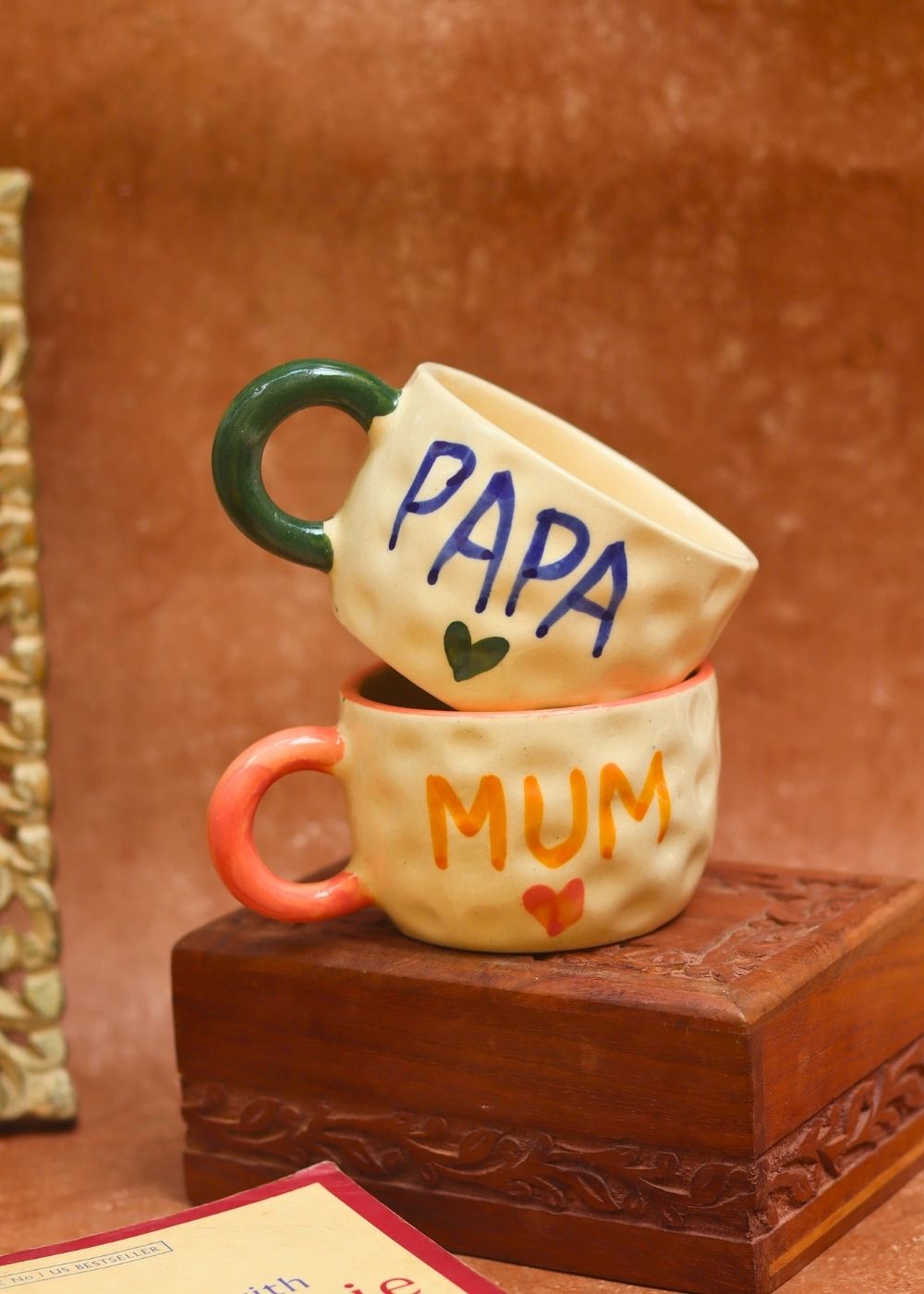 Set of 2 - Mum & Papa Mugs combo handmade in India
