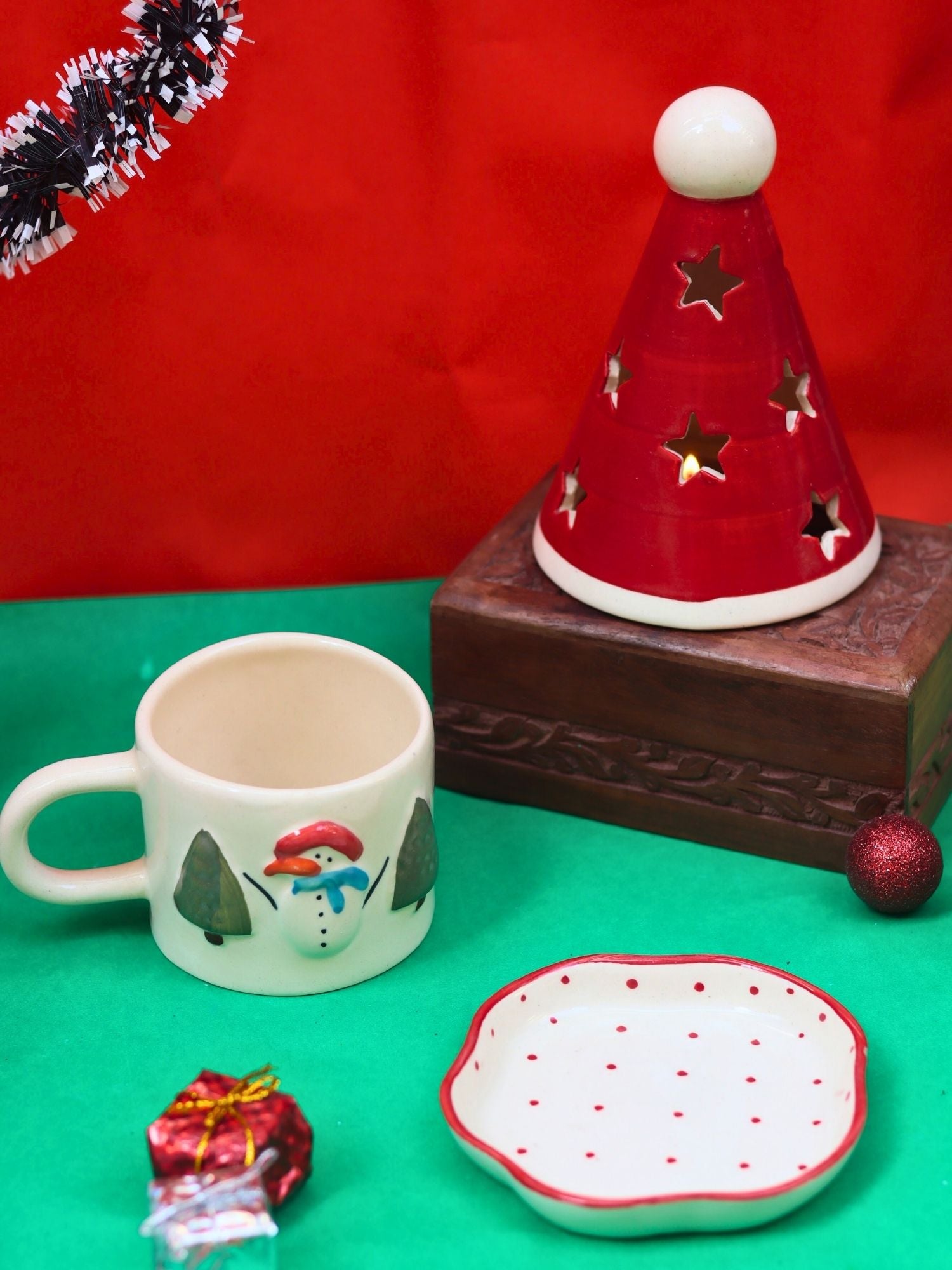 Set of 3 - Santa's treat combo made by ceramic