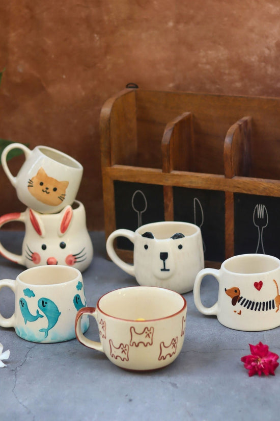 Set of 6 Warm Paws Mugs combo (for the price of 5) handmade in India