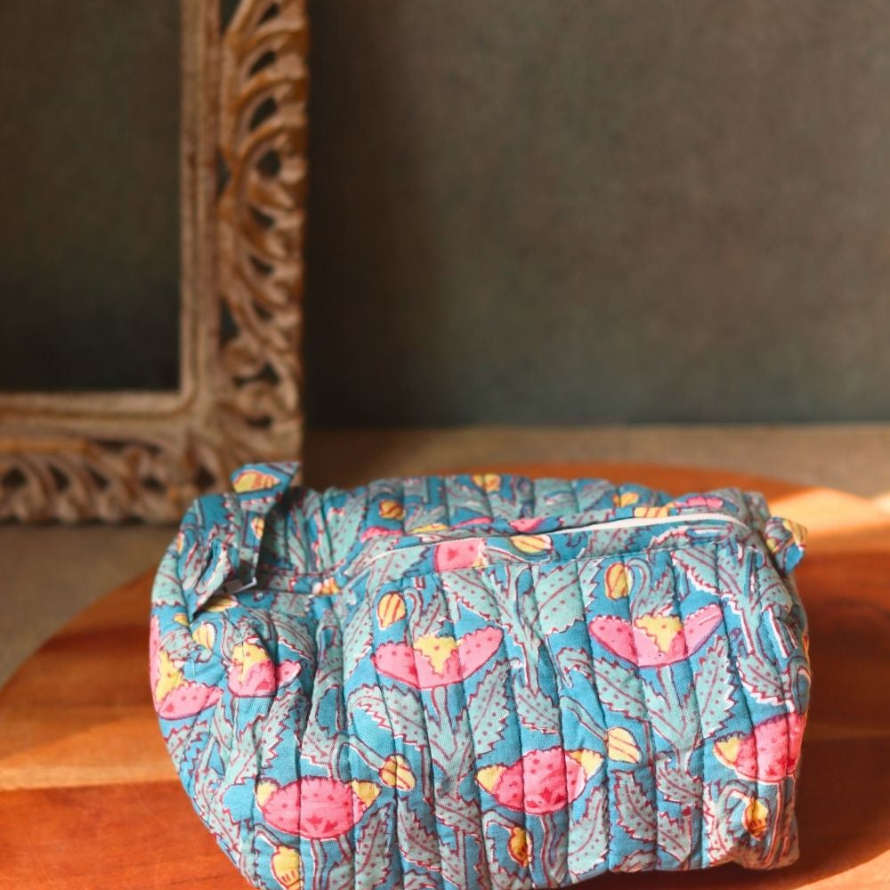 handmade peacock garden toiletry bag