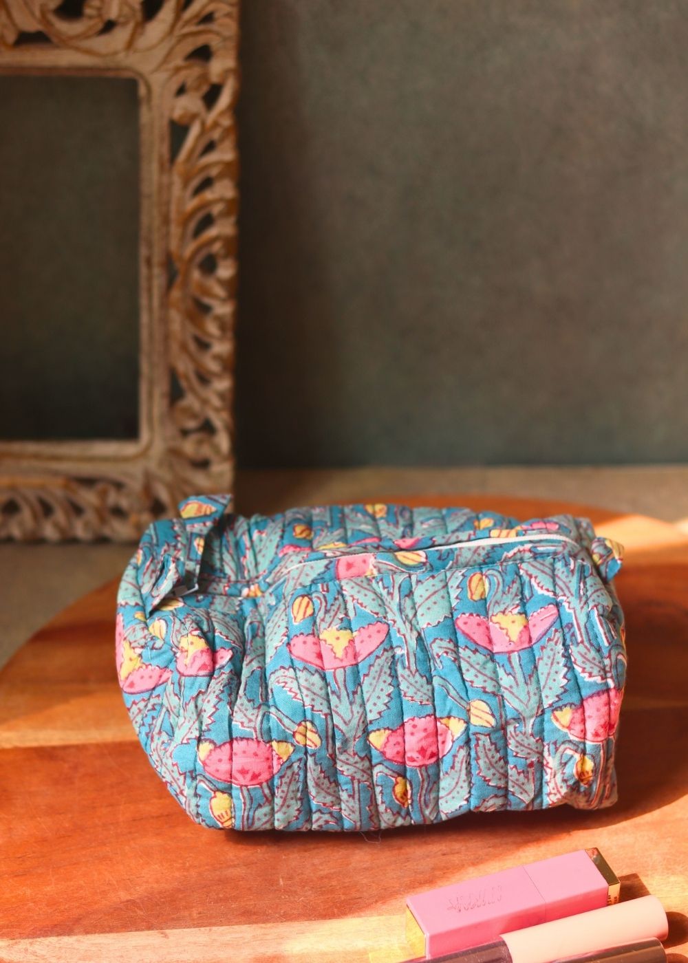 handmade peacock garden toiletry bag