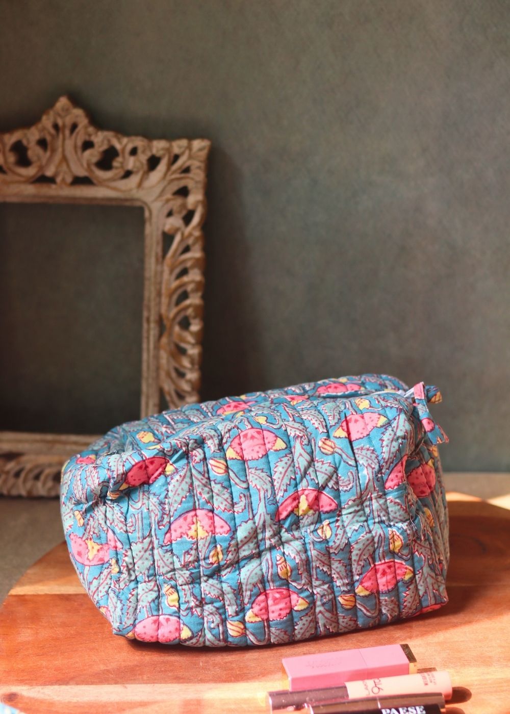 peacock garden toiletry bag handmade in india 