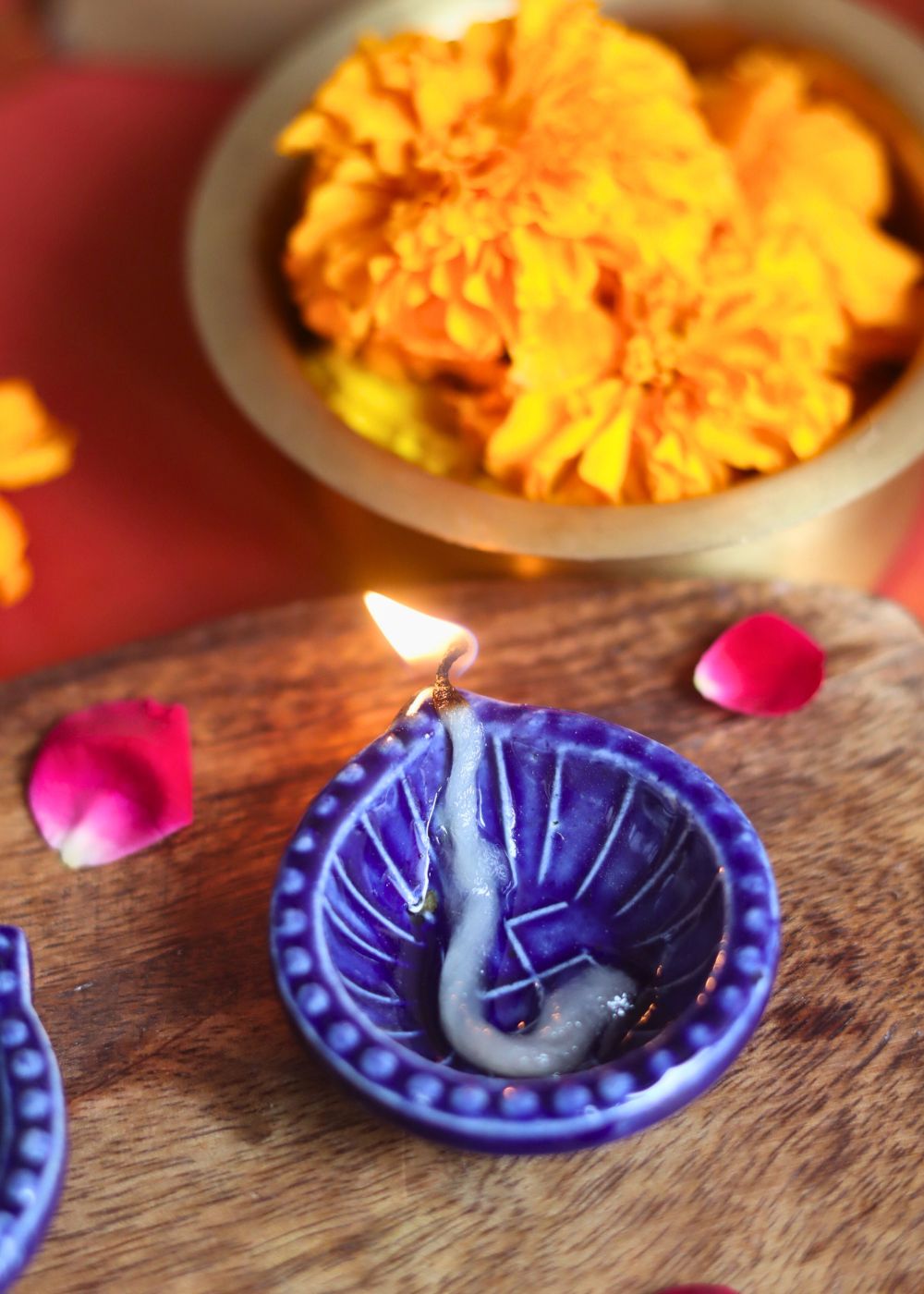 Set of 4 Diwali Diya - Blue with premium quality material