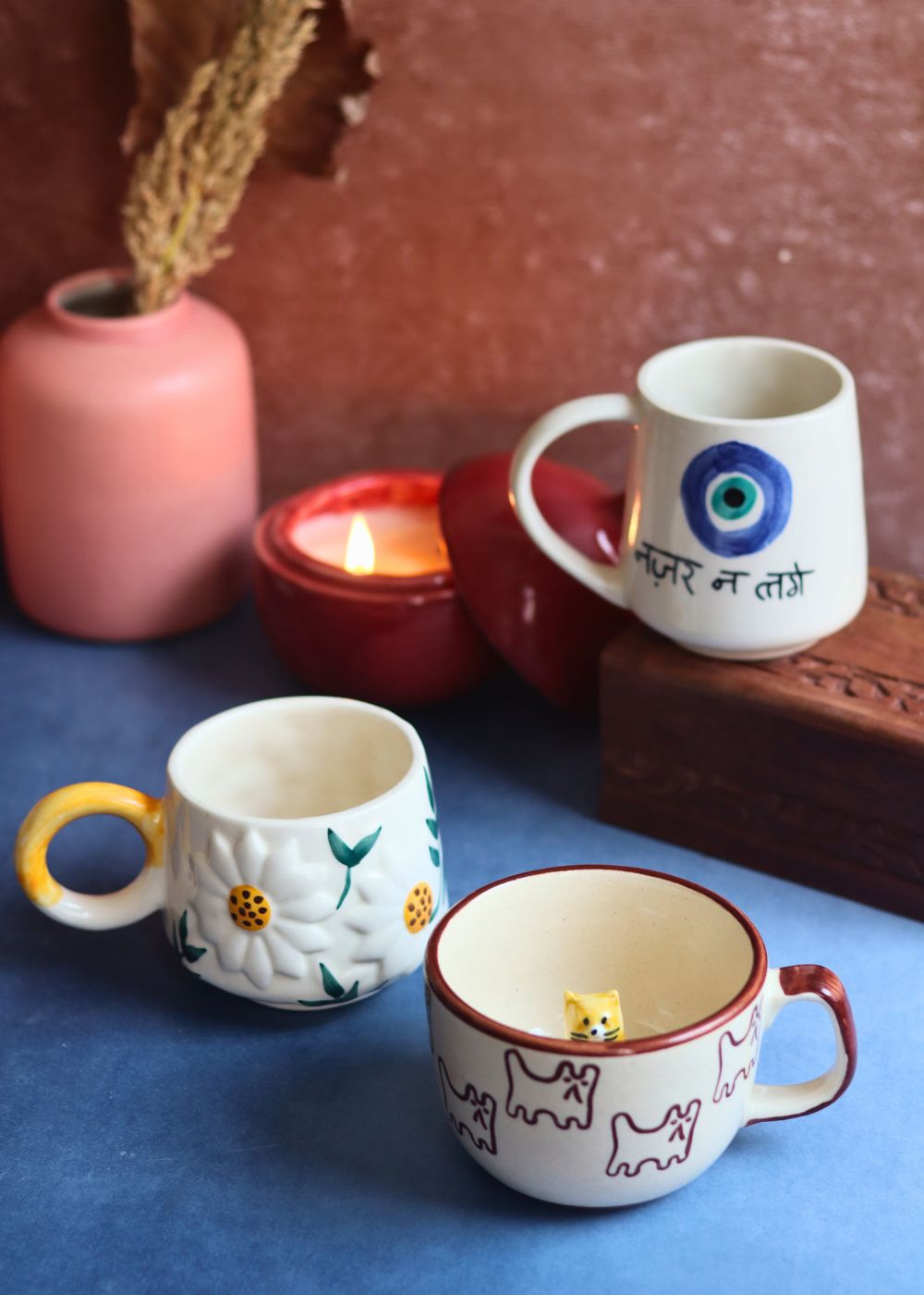 Nazar, Daisy & The OG cat Mug Combo made by ceramic