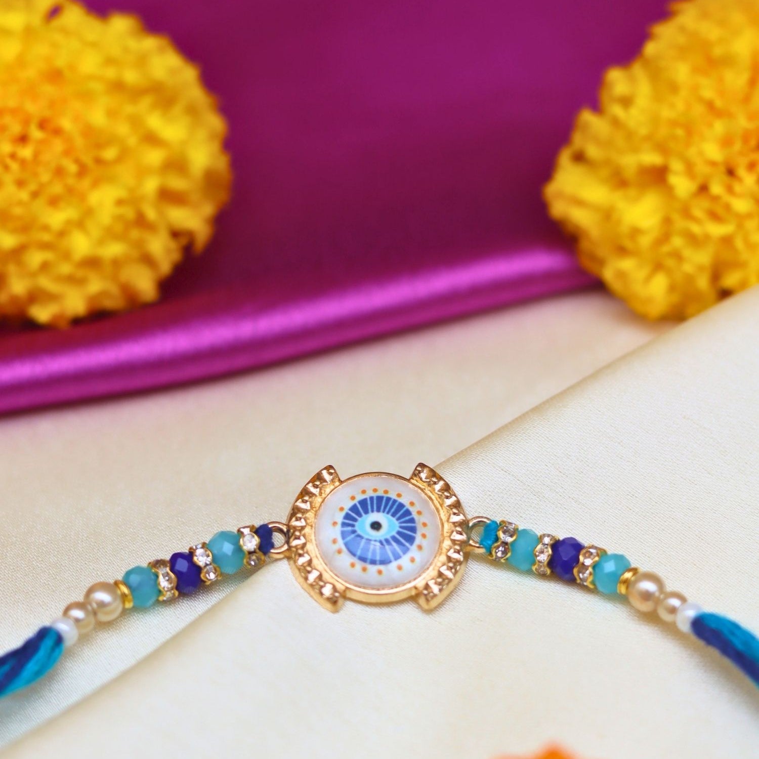 ⁠Indie Evil Eye Rakhi made with premium quality material