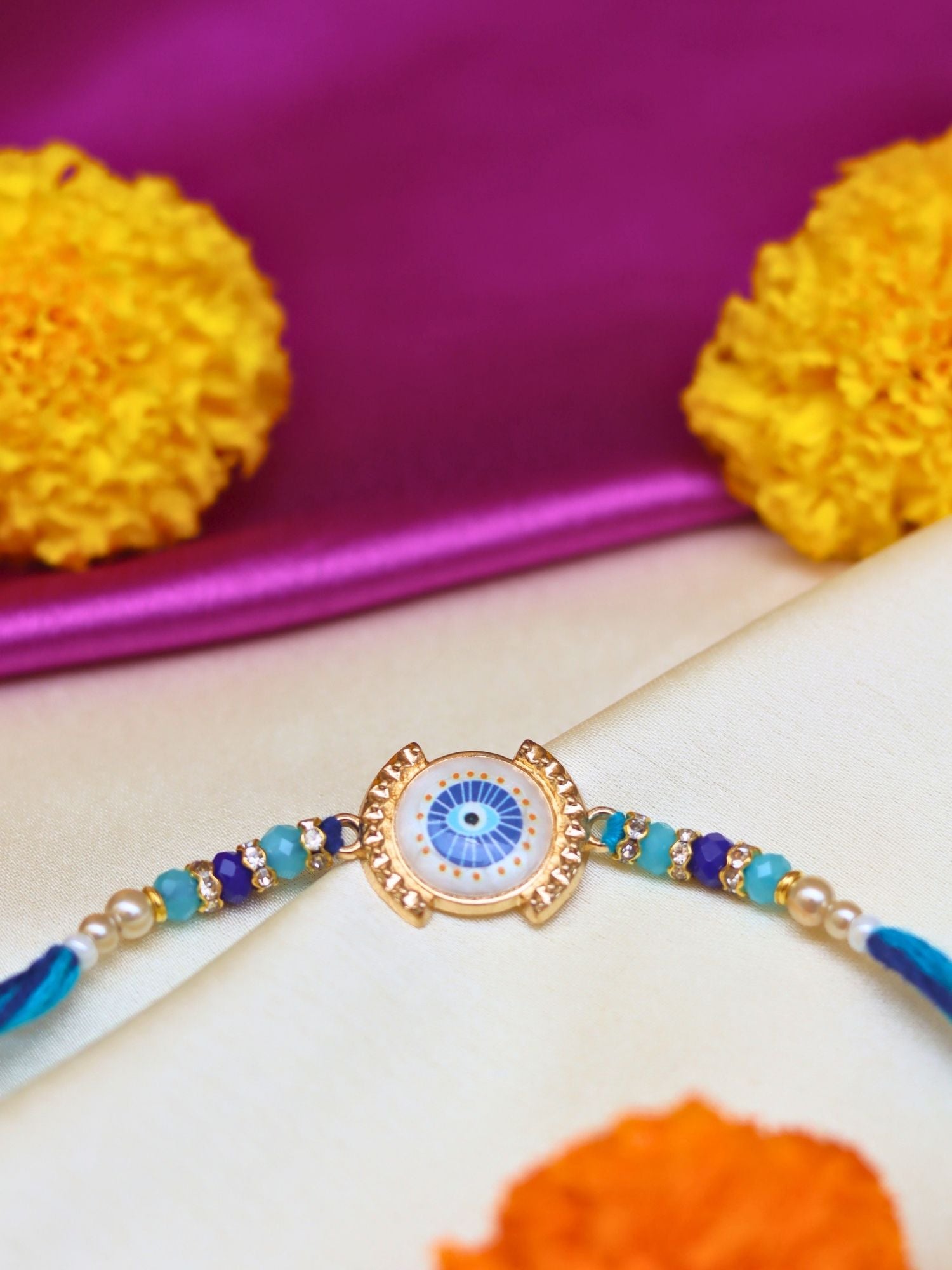 ⁠Indie Evil Eye Rakhi made with premium quality material