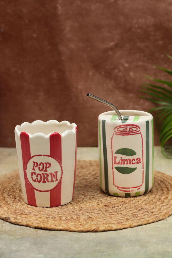 Handmade Set of 2 - Limca Tumbler & Popcorn Tub Combo