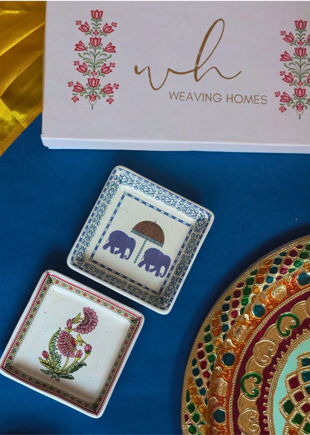 Gaj & Motif Platter in a Gift Box handmade in india