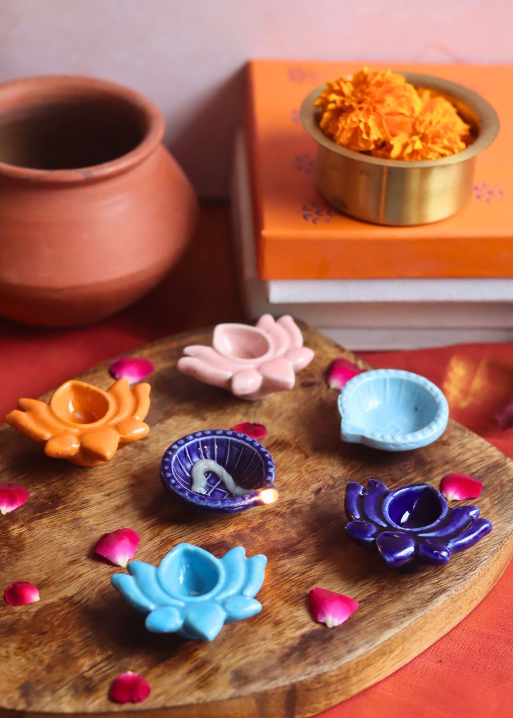 Set of 6 - Diwali Diya combo (for the price of 5) made by ceramic