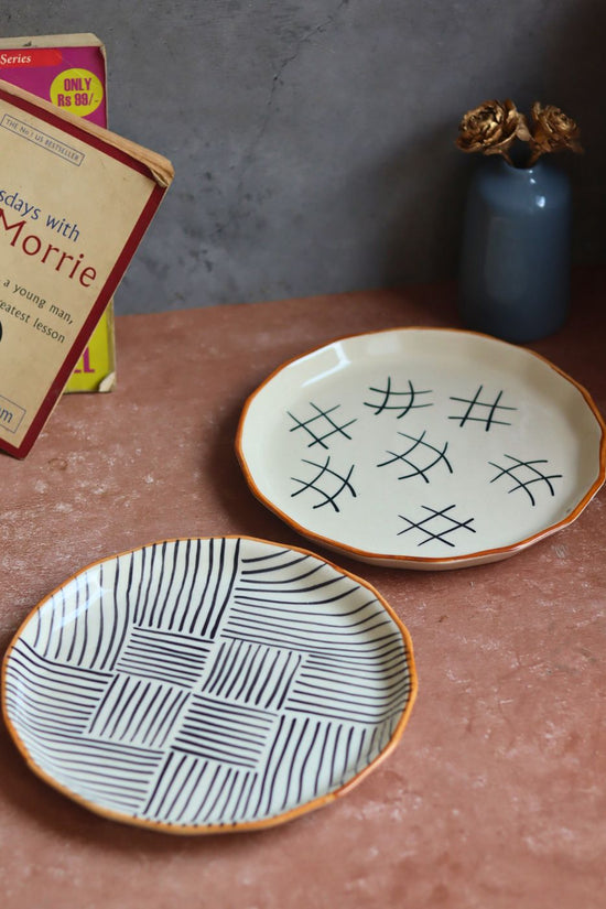 handmade All lines & Tic Tac Toe Snack Plates
