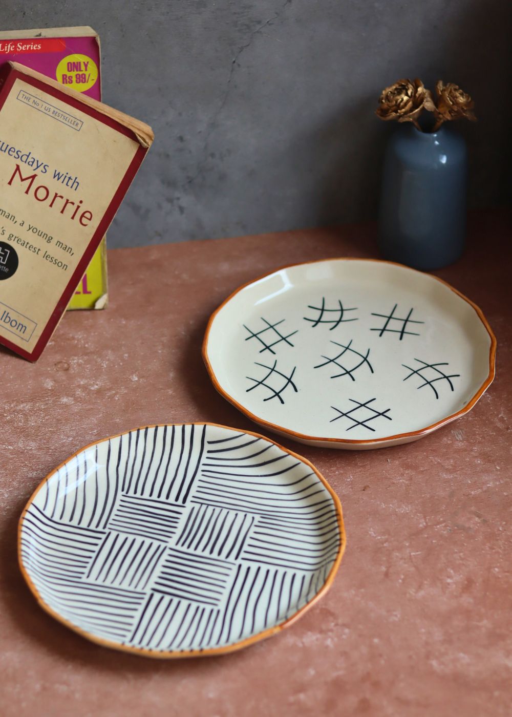 handmade All lines & Tic Tac Toe Snack Plates