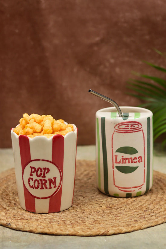 Set of 2 - Limca Tumbler & Popcorn Tub Combo made by ceramic